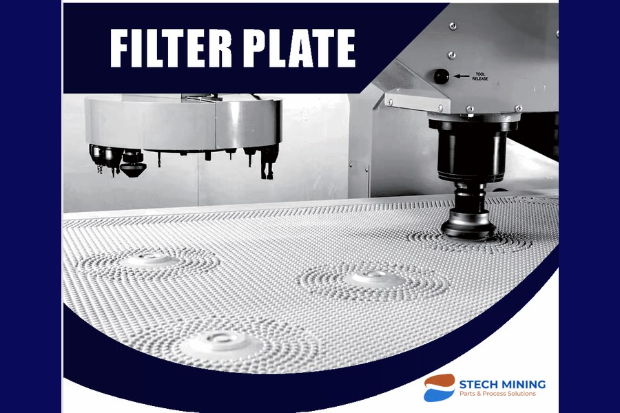 Filter plate being machined on a CNC bed