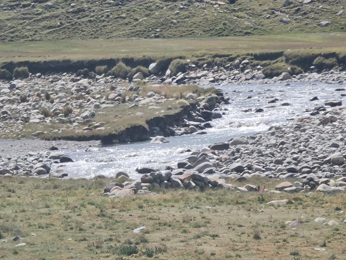 River running through high-altitude grassland
